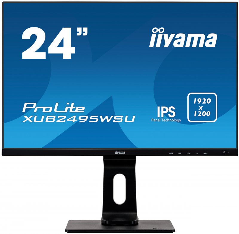24" iiyama XUB2495WSU-B1: IPS, 1920x1200, 16:10, 300cd/ m2, 5ms, VGA, HDMI, DP, height, pivot, černý - obrázek produktu
