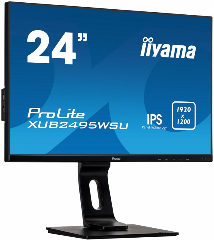 24" iiyama XUB2495WSU-B1: IPS, 1920x1200, 16:10, 300cd/ m2, 5ms, VGA, HDMI, DP, height, pivot, černý - obrázek č. 2