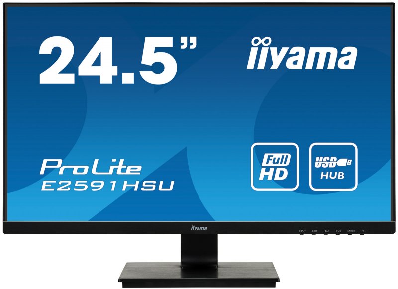 25" iiyama E2591HSU-B1: TN, FullHD@75Hz, 250cd/ m2, 1ms, VGA, HDMI, DP, USB, FreeSync, černý - obrázek produktu