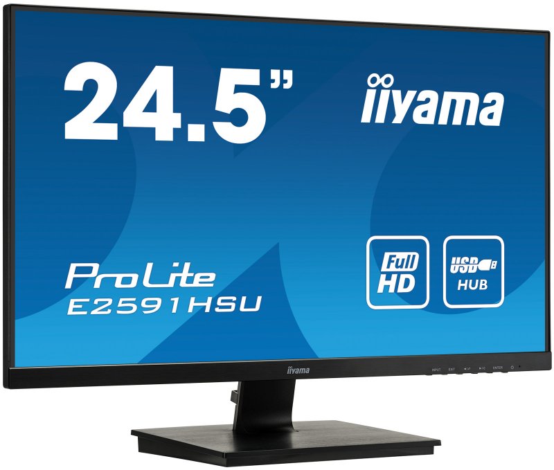 25" iiyama E2591HSU-B1: TN, FullHD@75Hz, 250cd/ m2, 1ms, VGA, HDMI, DP, USB, FreeSync, černý - obrázek č. 1