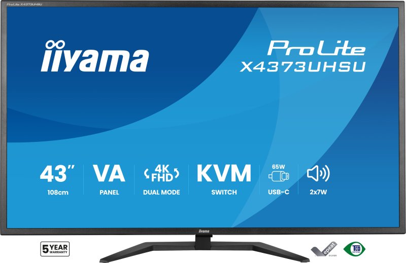 iiyama ProLite / X4373UHSU-B2 / 42,5" / VA / 4K UHD / 60Hz / 3ms / Černá - obrázek produktu