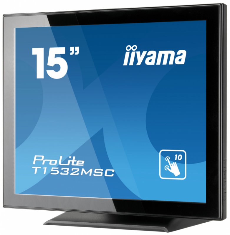 15" iiyama T1532MSC-B5AG: TN, XGA, capacitive, 10P, 315cd/ m2, VGA, DP, HDMI, černý - obrázek č. 2