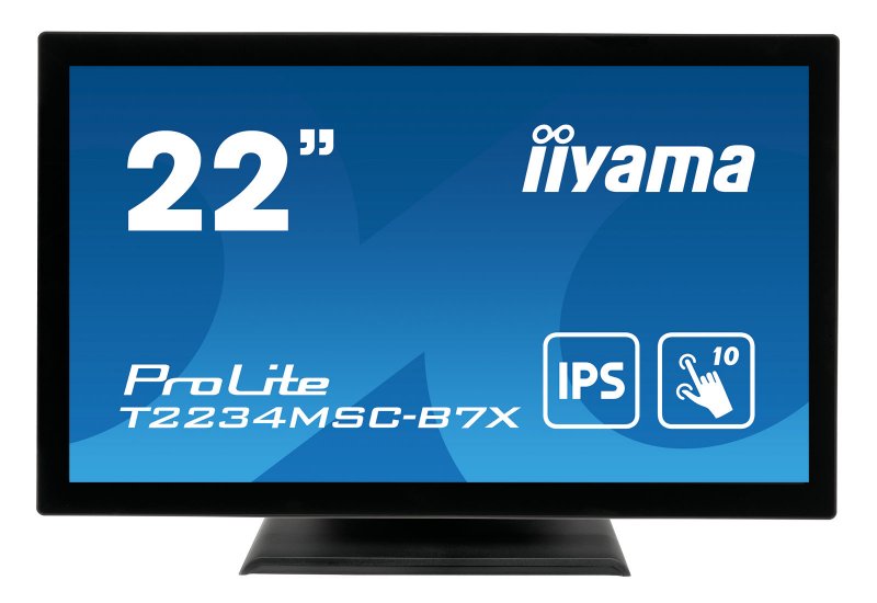 22" iiyama T2234MSC-B7X: IPS, FullHD, capacitive, 10P, 350cd/ m2, VGA, HDMI, DP, černý - obrázek produktu