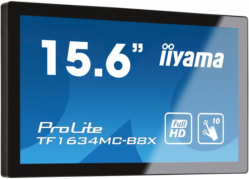 15,6" iiyama TF1634MC-B8X: IPS, FullHD, capacitive, 10P, 450cd/ m2, VGA, DP, HDMI, IP65, černý - obrázek č. 1