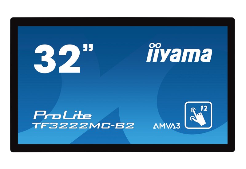 32" iiyama TF3222MC-B2: AMVA3, FullHD, capacitive, 12P, 425cd/ m2, VGA, DVI, černý - obrázek produktu