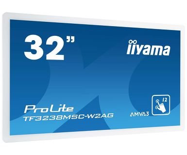 32" iiyama TF3238MSC-W2AG: FullHD, capacitive, 12P, 500cd/ m2, VGA, HDMI, DVI, DP, 24/ 7, bílý - obrázek produktu