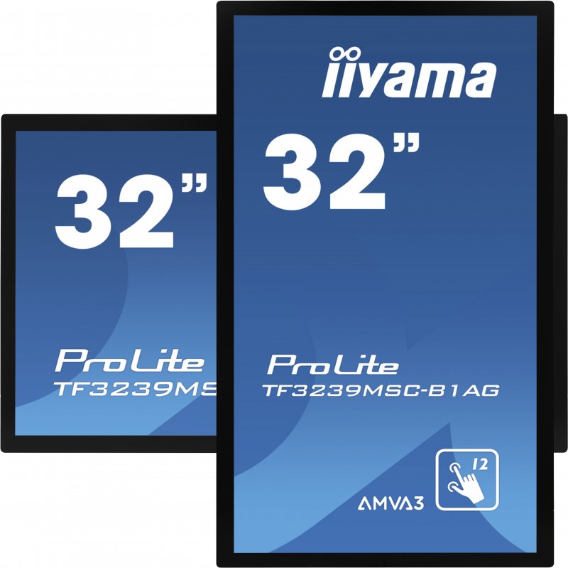 32" iiyama TF3239MSC-B1AG: AMVA, FullHD, capacitive, 12P, 500cd/ m2, VGA, HDMI, DP, 24/ 7, IP54, černý - obrázek produktu