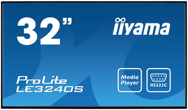 32" iiyama LE3240S-B2: VA, FullHD, 350cd/ m2, 12/ 7, VGA, DVI, HDMI, USB, RS-232c, RJ45, IR, černý - obrázek produktu