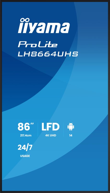 86" iiyama LH8664UHS-B3AG:IPS,4K,ANDR 14,24 / 7 - obrázek č. 1