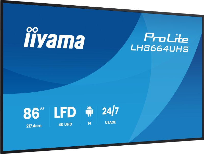 86" iiyama LH8664UHS-B3AG:IPS,4K,ANDR 14,24 / 7 - obrázek č. 3