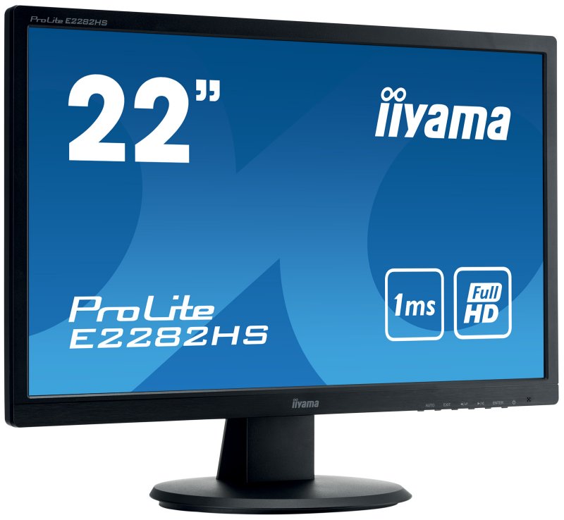 22" iiyama E2282HS-B1 - TN,FullHD,1ms,250cd/ m2, 1000:1,16:9,VGA,DVI,HDMI,repro. - obrázek č. 1