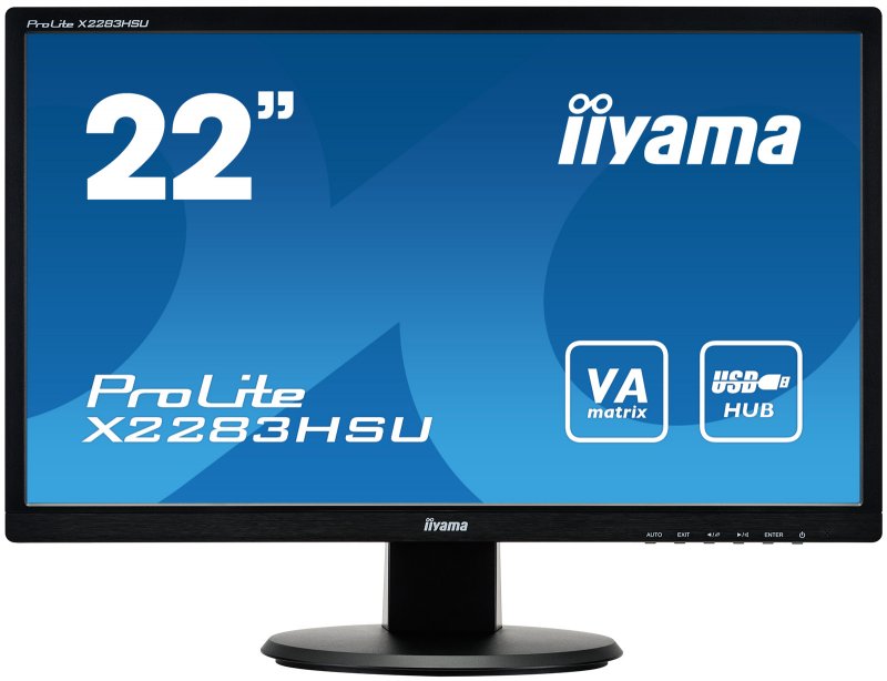 22"LCD iiyama X2283HSU-B1DP -5ms, 3000:1 (12M:1 ACR), FullHD, VGA, DVI, DisplayPort, 3x USB, repro - obrázek produktu