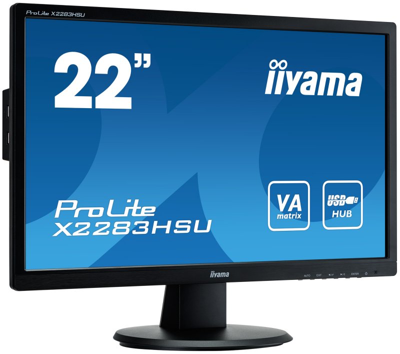 22"LCD iiyama X2283HSU-B1DP -5ms, 3000:1 (12M:1 ACR), FullHD, VGA, DVI, DisplayPort, 3x USB, repro - obrázek č. 1