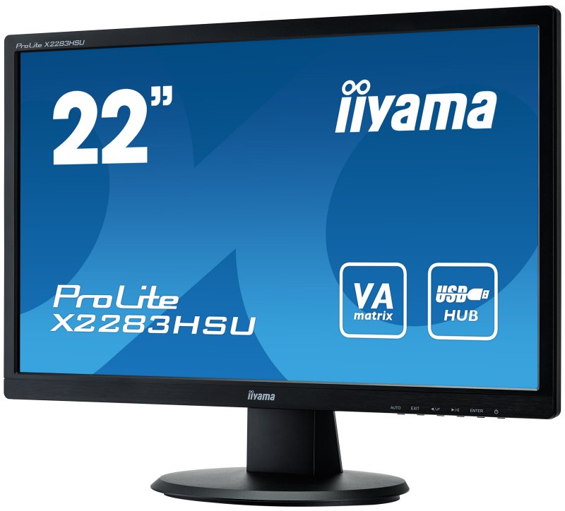 22"LCD iiyama X2283HSU-B1DP -5ms, 3000:1 (12M:1 ACR), FullHD, VGA, DVI, DisplayPort, 3x USB, repro - obrázek č. 2
