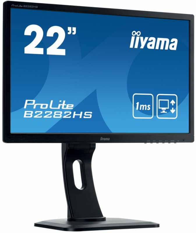 22" iiyama B2282HS-B1 - TN,FullHD,1ms,250cd/ m2, 1000:1,16:9,VGA,HDMI,DVI,repro,pivot,výškov.nastav. - obrázek č. 1