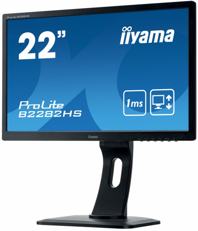 22" iiyama B2282HS-B1 - TN,FullHD,1ms,250cd/ m2, 1000:1,16:9,VGA,HDMI,DVI,repro,pivot,výškov.nastav. - obrázek č. 2