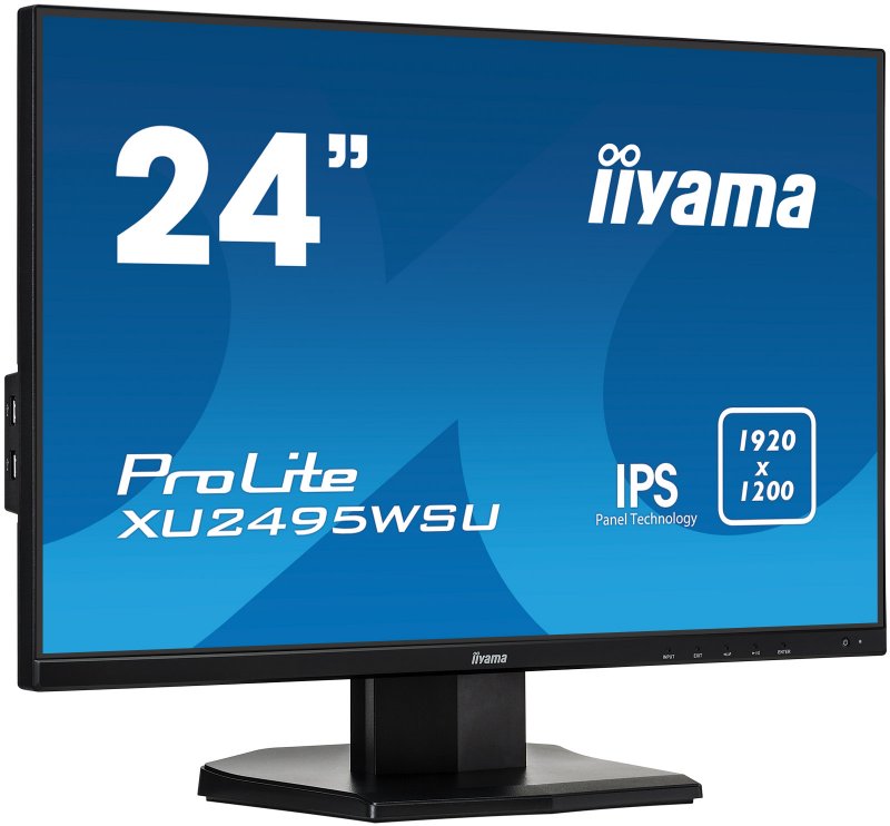 24" iiyama XU2495WSU-B1 - IPS,1920x1200,5ms,300cd/ m2, 1000:1,16:10,VGA,HDMI,DP,USB,repro - obrázek č. 1