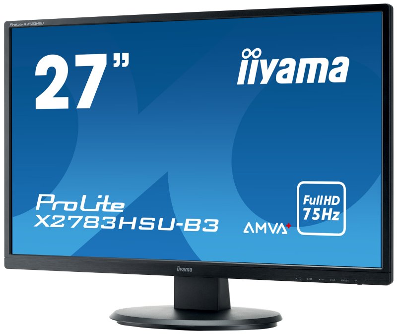 27" LCD iiyama X2783HSU-B3 - AMVA+, 4ms, 300cd/ m2, 3000:1, FullHD, VGA, DP, HDMI, USB, repro - obrázek č. 2