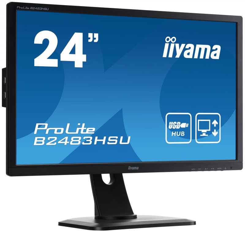 24" LCD iiyama B2483HSU-B1DP - TN,FullHD,1ms,250cd/ m2, DVI,DP,VGA,USB,repro,pivot,výškov.nastav. - obrázek č. 2