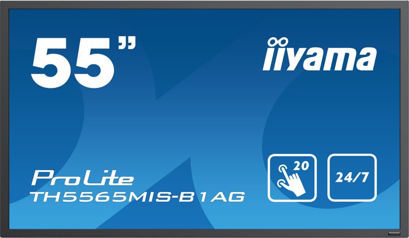 55" LCD iiyama ProLite TH5565MIS-B1AG -IPS,20dotyk.bodů,12ms,1100:1,400cd,FHD,24/ 7,USBmedplay,černý - obrázek produktu