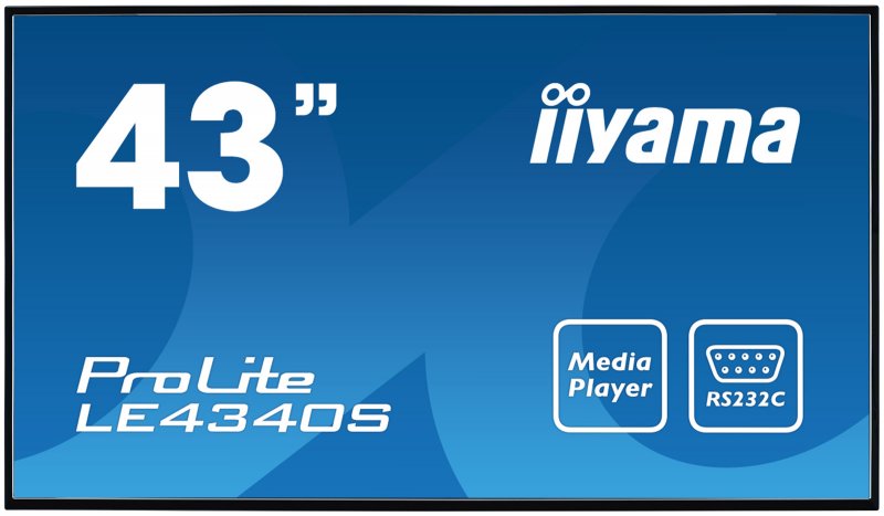 43" LCD iiyama ProLite LE4340S-B1 -FullHD,AMVA, 8ms, 350cd, USB 2.0 media player, RJ45, RS232C,repro - obrázek produktu
