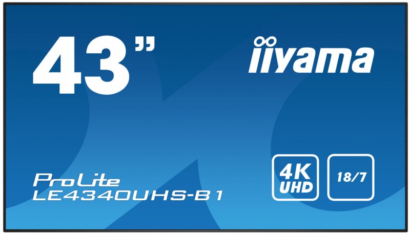 43" iiyama LE4340UHS-B1 - AMVA3,4K UHD,8.5ms,350cd/ m2, 5000:1,16:9,VGA,HDMI,DVI,USB,RS232,RJ45,repro - obrázek produktu