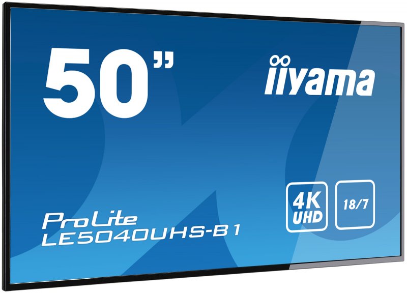 50" iiyama LE5040UHS-B1 - AMVA3,4K UHD,8ms,350cd/ m2, 4000:1,16:9,VGA,HDMI,DVI,USB,RS232,RJ45,repro. - obrázek č. 1