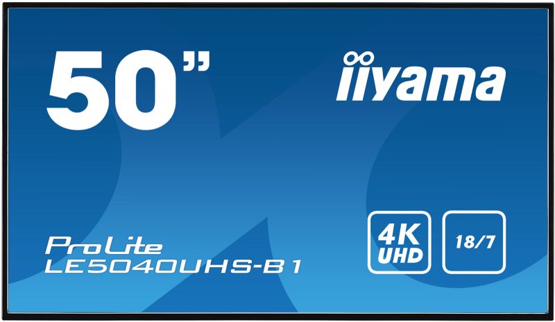 50" iiyama LE5040UHS-B1 - AMVA3,4K UHD,8ms,350cd/ m2, 4000:1,16:9,VGA,HDMI,DVI,USB,RS232,RJ45,repro. - obrázek produktu