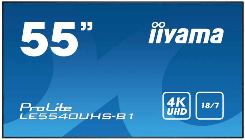 55" iiyama LE5540UHS-B1 - AMVA3,4K UHD,8ms,350cd/ m2, 4000:1,16:9,VGA,HDMI,DVI,USB,RS232,RJ45,repro - obrázek produktu