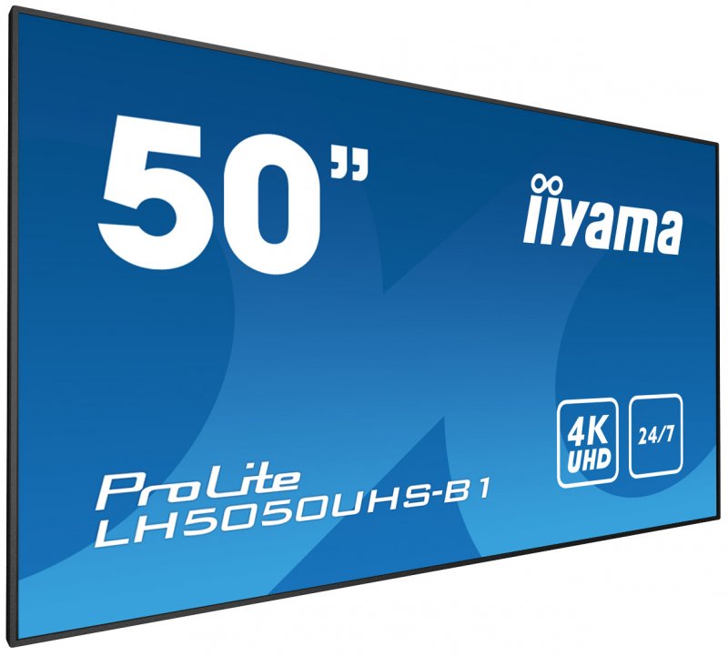 50" iiyama LH5050UHS-B1 - AMVA3,4K UHD,8ms,450cd/ m2, 4000:1,16:9,komponent.,HDMI,DP,USB,RS232,repro. - obrázek č. 1
