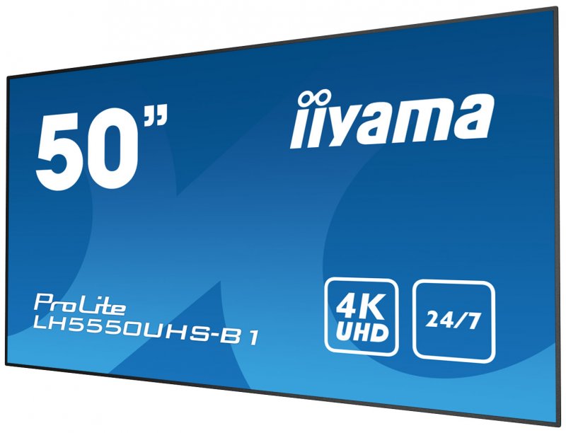 50" iiyama LH5050UHS-B1 - AMVA3,4K UHD,8ms,450cd/ m2, 4000:1,16:9,komponent.,HDMI,DP,USB,RS232,repro. - obrázek č. 2