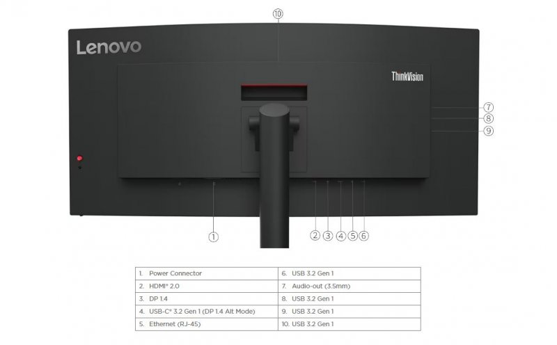 Lenovo ThinkVision/ T34w-30/ 34"/ VA/ 3440x1440/ 60Hz/ 6ms/ Black/ 3R - obrázek č. 4