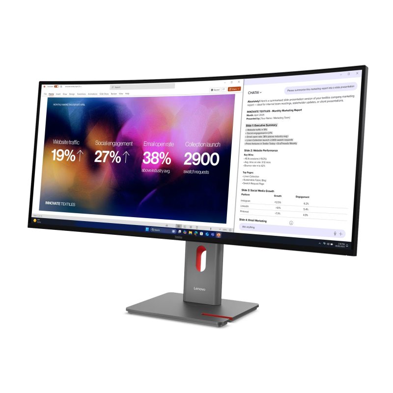 Lenovo ThinkVision / P40WD-40 / 39,7" / IPS / wUHD / 120Hz / 4ms / Černá - obrázek č. 2
