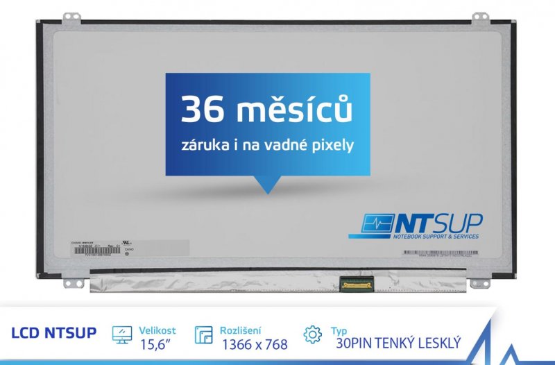 LCD PANEL NTSUP 15,6" 1366x768 30PIN TENKÝ LESKLÝ - obrázek produktu