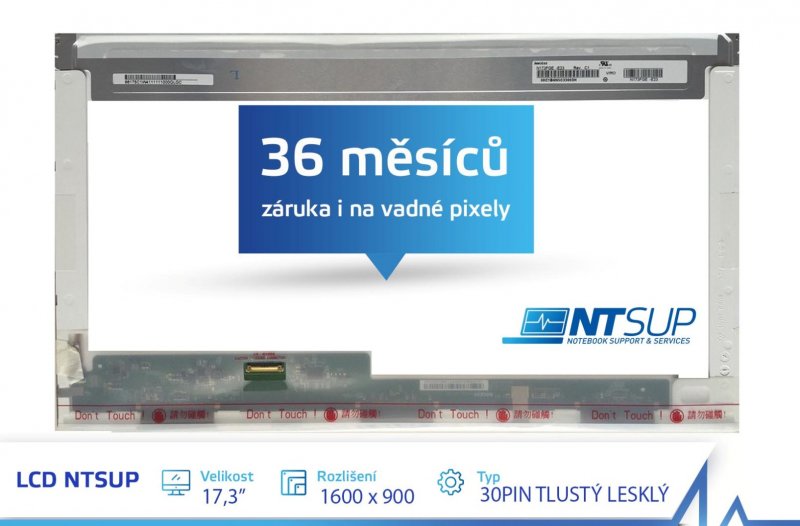 LCD PANEL NTSUP 17,3" 1600x900 30PIN TLUSTÝ LESKLÝ - obrázek produktu