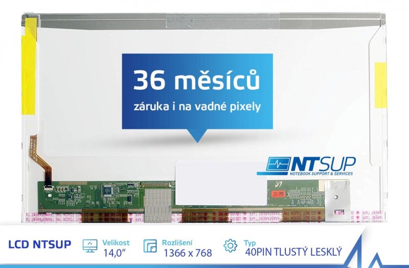 LCD PANEL NTSUP 14,0" 1366x768 40PIN TLUSTÝ LESKLÝ - obrázek produktu