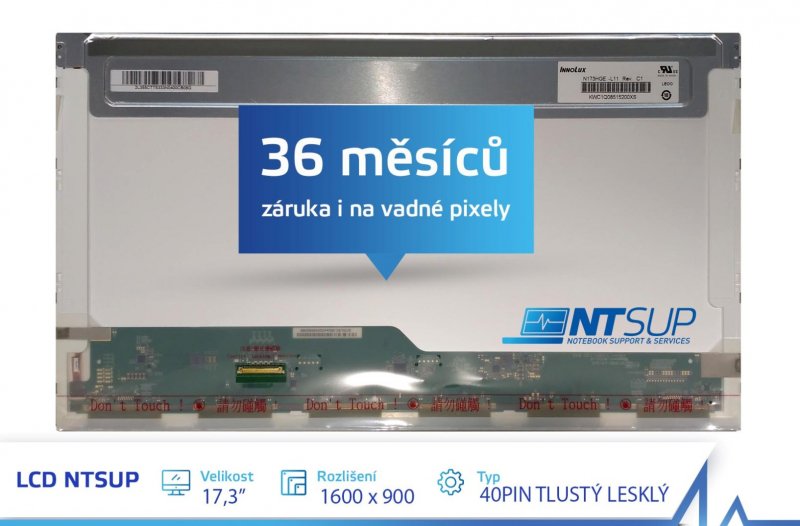 LCD PANEL NTSUP 17,3" 1600x900 40PIN TLUSTÝ LESKLÝ - obrázek produktu