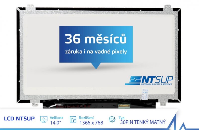 LCD PANEL NTSUP 14,0" 1366x768 30PIN TENKÝ MATNÝ - obrázek produktu