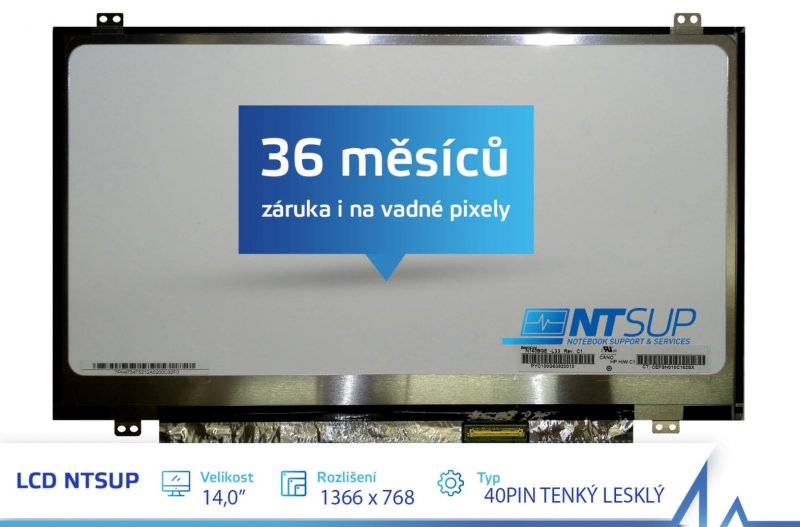 LCD PANEL NTSUP 14,0" 1366x768 40PIN TENKÝ LESKLÝ - obrázek produktu
