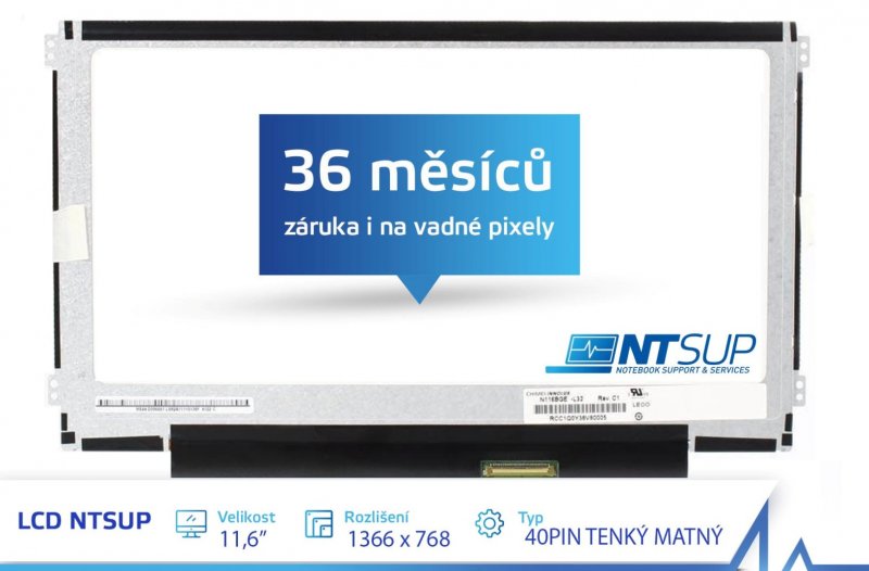 LCD PANEL NTSUP 11,6" 1366x768 40PIN TENKÝ MATNÝ - obrázek produktu