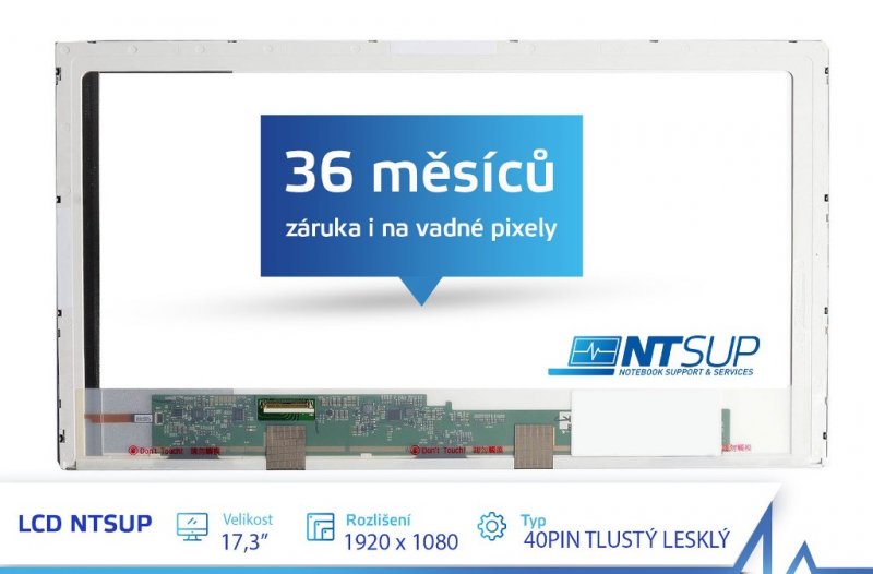 LCD PANEL NTSUP 17,3" 1920x1080 40PIN TLUSTÝ LESKLÝ - obrázek produktu