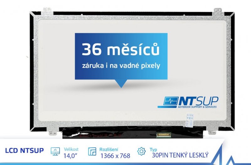 LCD PANEL NTSUP 14,0" 1366X768 30PIN TENKÝ LESKLÝ - obrázek produktu