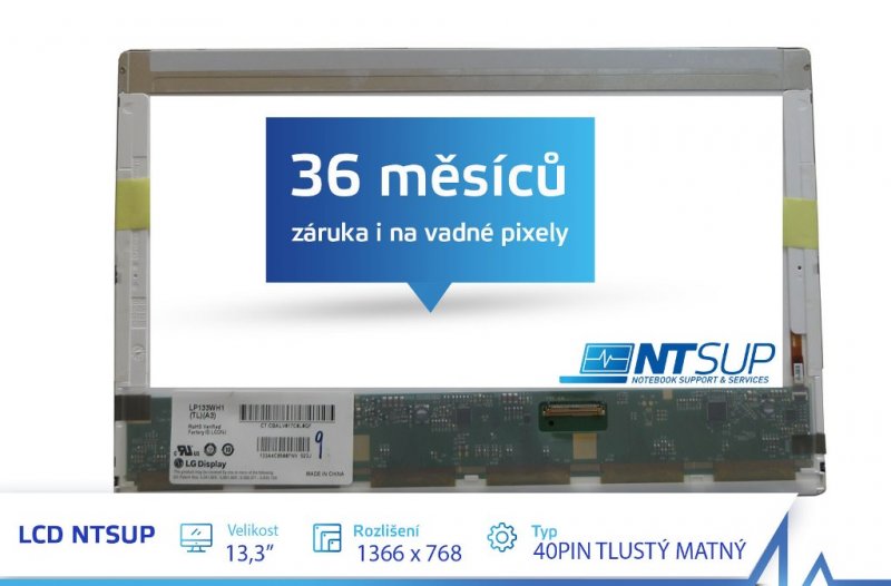 LCD PANEL NTSUP 13,3" 1366X768 40PIN TLUSTÝ MATNÝ - obrázek produktu