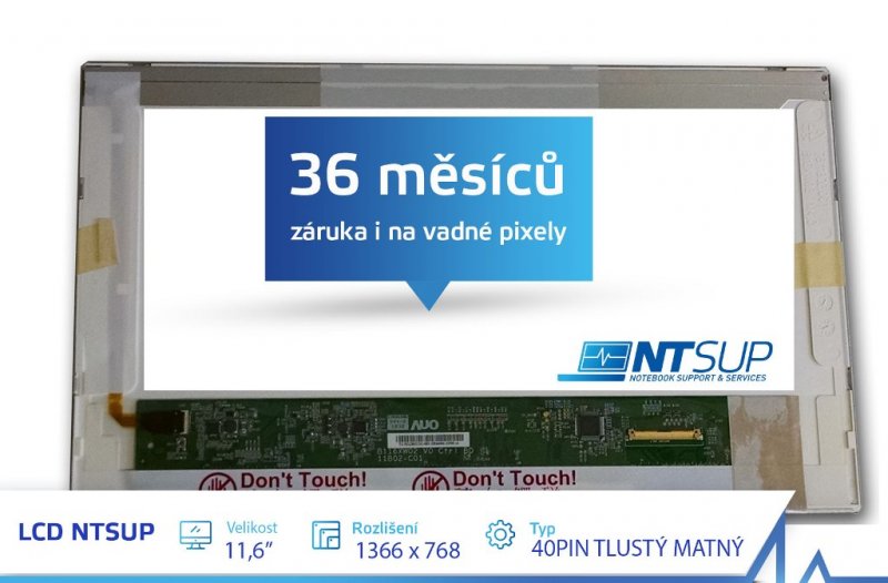 LCD PANEL NTSUP 11,6" 1366X768 40PIN TLUSTÝ MATNÝ - obrázek produktu