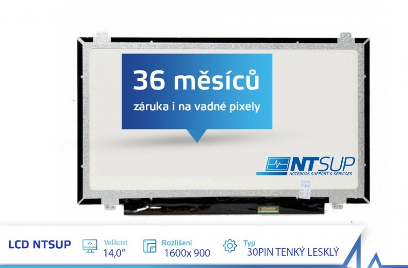 LCD PANEL NTSUP 14,0" 1600x900 30PIN TENKÝ LESKLÝ - obrázek produktu