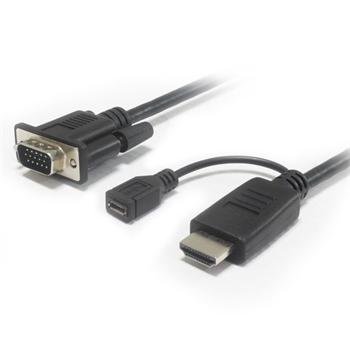 PremiumCord kabelový převodník HDMI na VGA s napájecím micro USB konektorem - černý - obrázek produktu