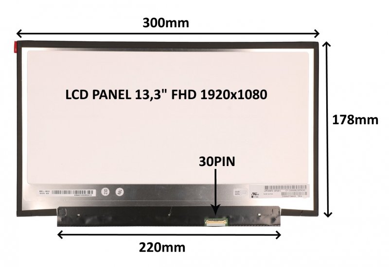 LCD PANEL 13,3" FHD 1920x1080 30PIN MATNÝ /  BEZ ÚCHYTŮ - obrázek produktu
