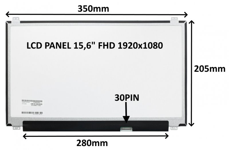 LCD PANEL 15,6" FHD 1920x1080 30PIN MATNÝ IPS /  ÚCHYTY NAHOŘE A DOLE - obrázek produktu