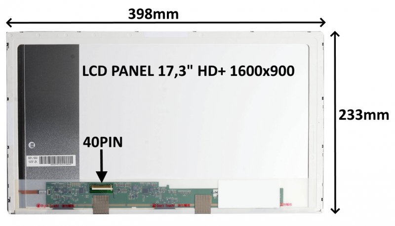 LCD PANEL 17,3" HD+ 1600x900 40PIN MATNÝ /  ŠROUBOVÁNÍ Z BOKŮ - obrázek produktu