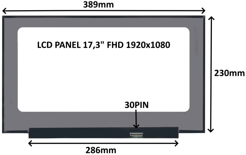 LCD PANEL 17,3" FHD 1920x1080 30PIN MATNÝ IPS  /  BEZ ÚCHYTŮ - obrázek produktu